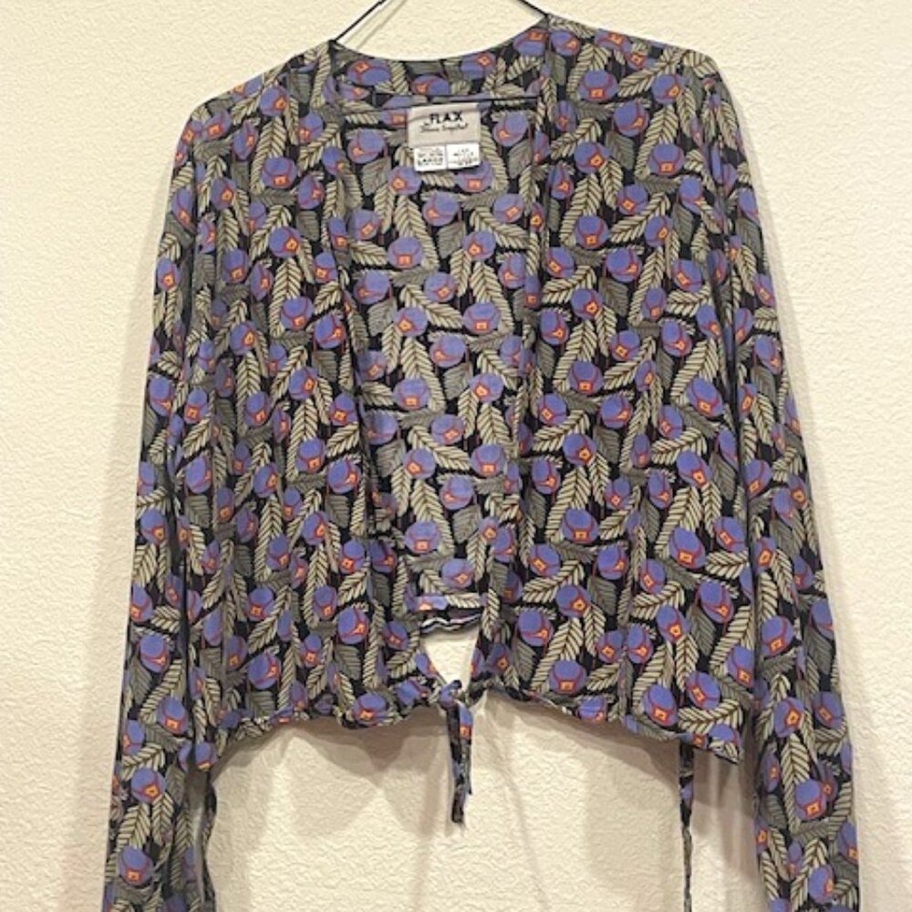 Multicolored, psychedelic wrap blouse